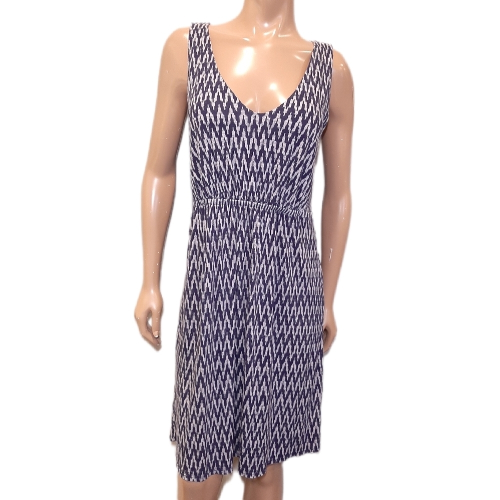 Joe Fresh Sleeveless Chevron Dress Scoop Neck Stretchy Elastic Waist